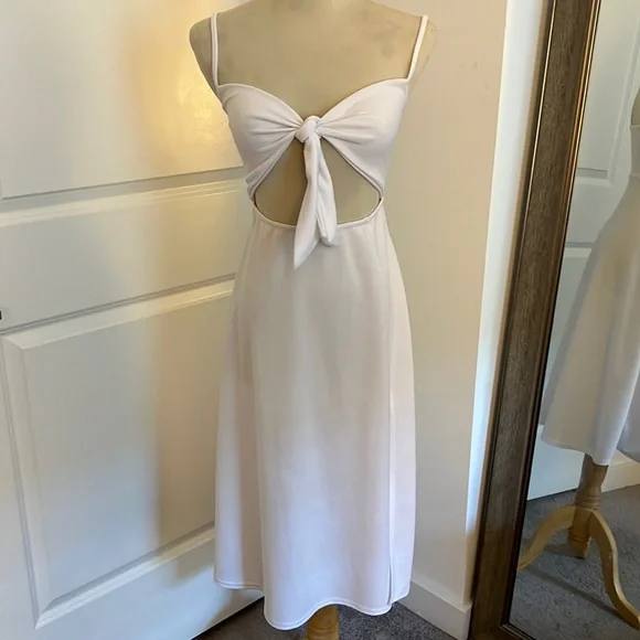Dresses | White Cutout Dress With Slit | Poshmark